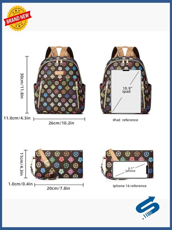 Mini Backpack Purse for Women, Travel Daypack Handbag Casual Backpack 2pcs Set main image 4
